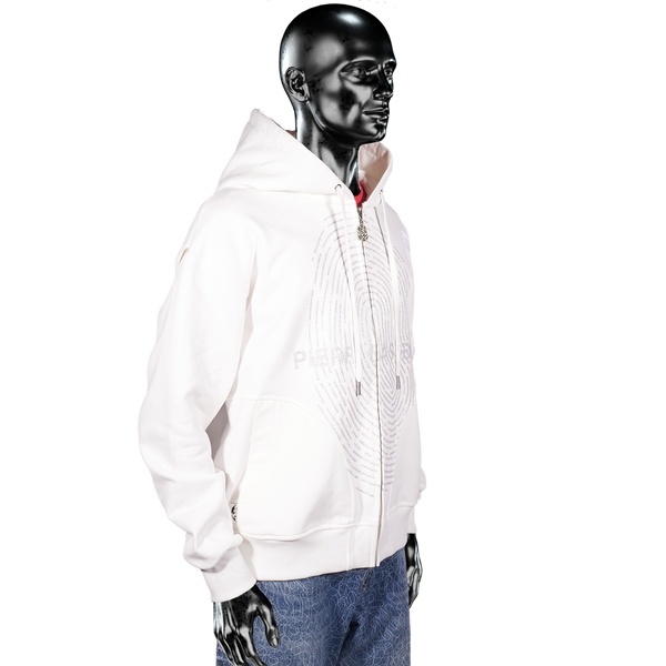 Glitta Fingerprint Zip Hoodie - White