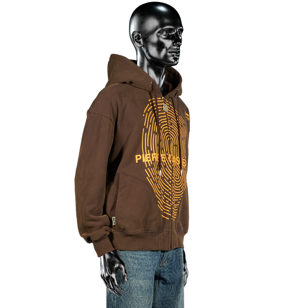 Cracked Fingerprint℗ Zip Hoodie - Sunset Brown