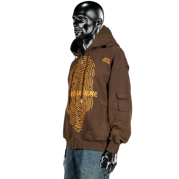 Cracked Fingerprint℗ Zip Hoodie - Sunset Brown