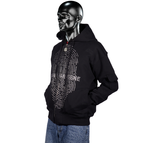 Glitta℗ Fingerprint Zip Hoodie - Black