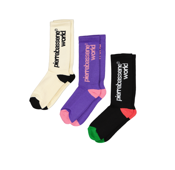 Socks℗ 3 pack - Cream/Purple/Black