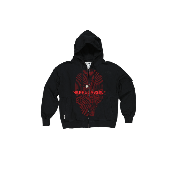 Fingerprint℗ Embroidered Zip Hoodie - Sunset Black / Red