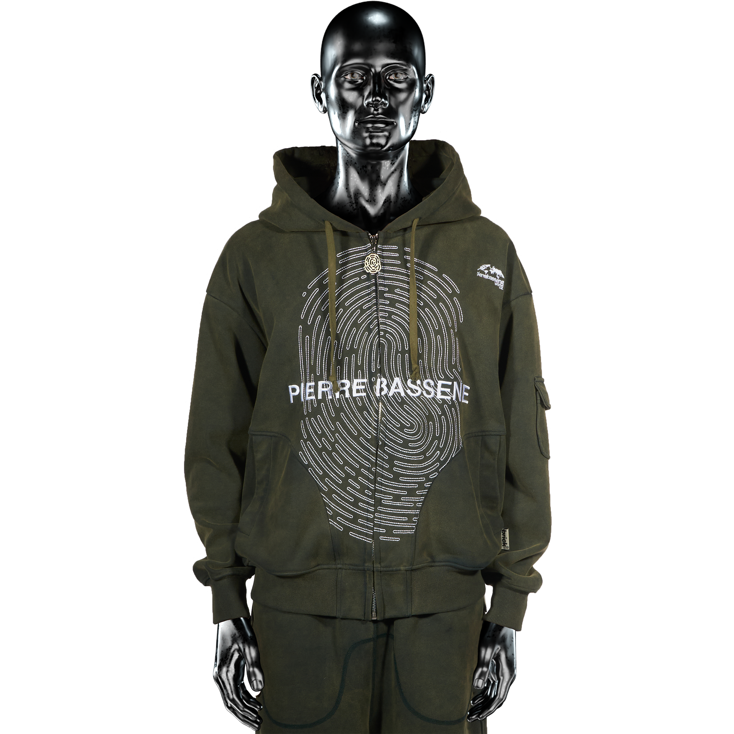 Fingerprint℗ Embroidered Zip Hoodie -  Sunset Green