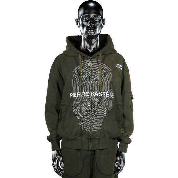 Fingerprint℗ Embroidered Zip Hoodie -  Sunset Green