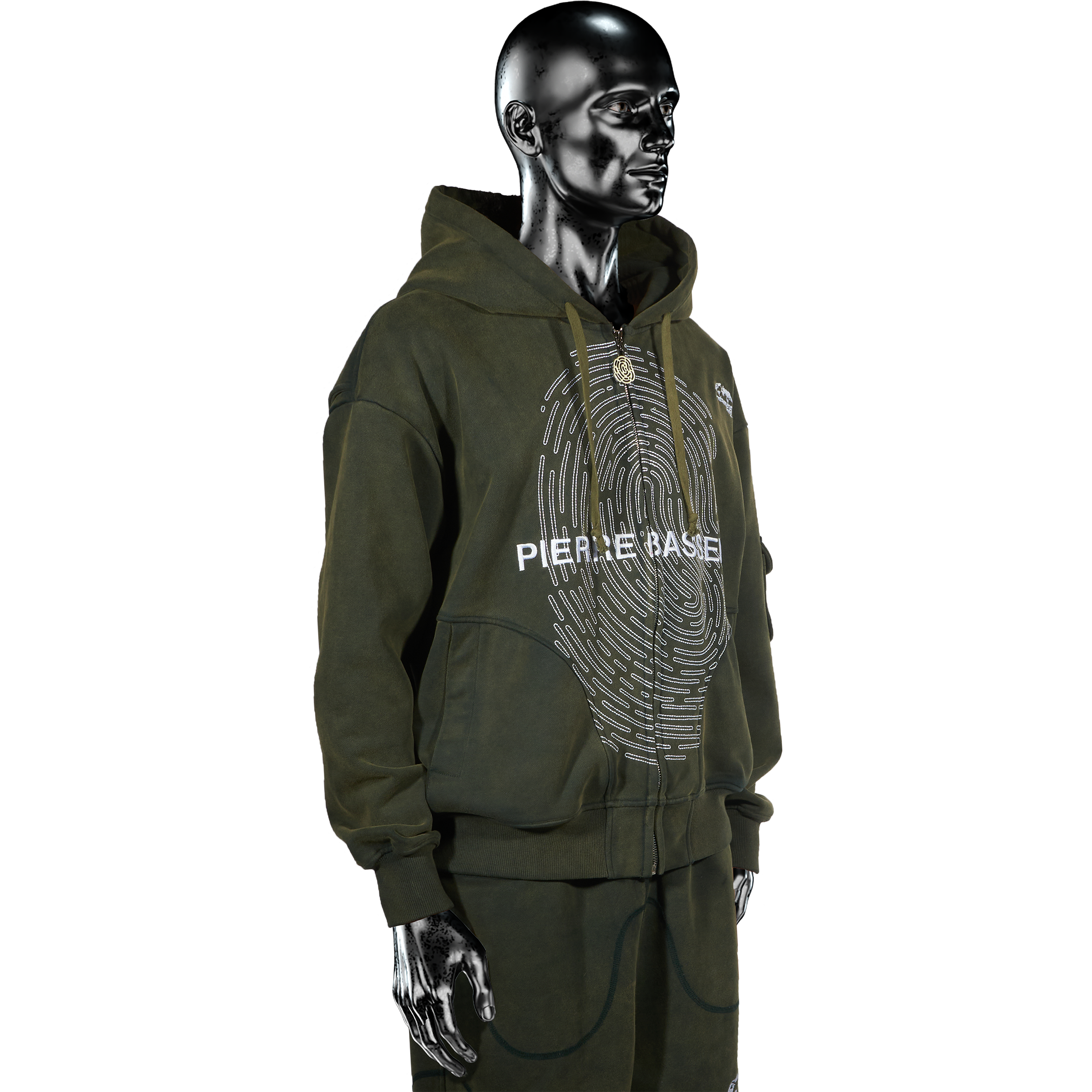 Fingerprint℗ Embroidered Zip Hoodie -  Sunset Green