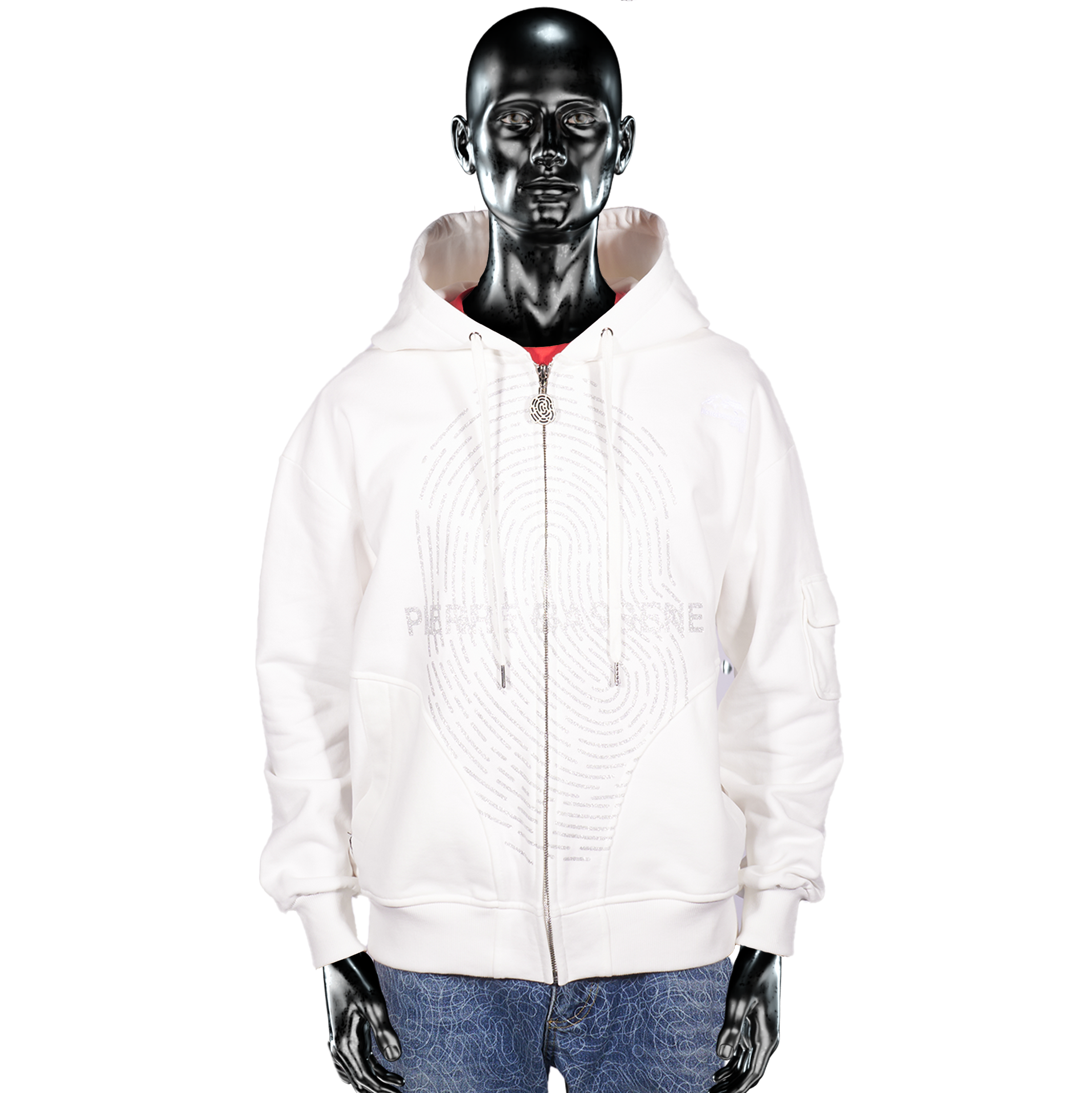 Glitta Fingerprint Zip Hoodie - White