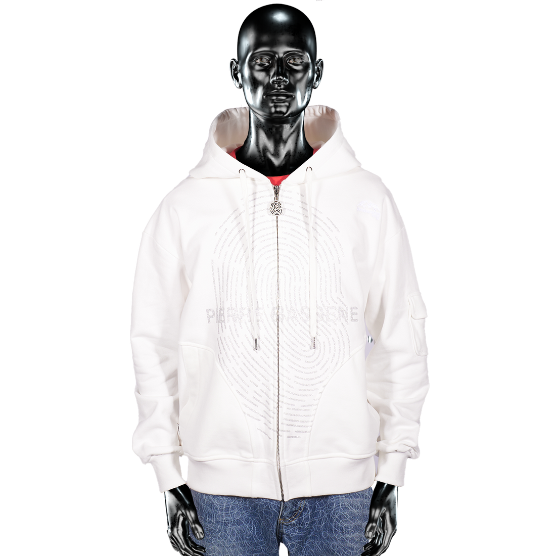Glitta Fingerprint Zip Hoodie - White