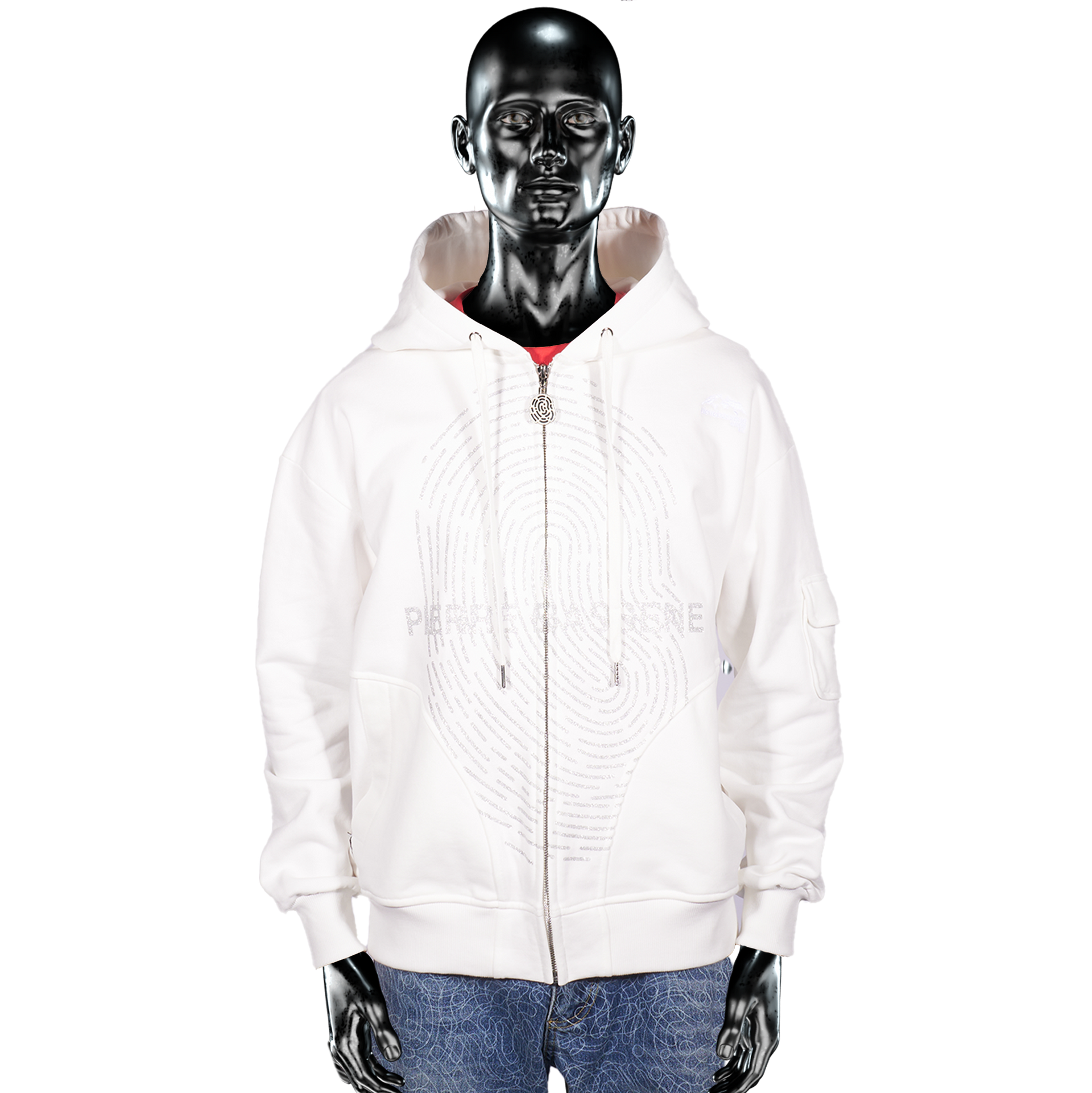 Glitta Fingerprint Zip Hoodie - White – PierreBasseneWorld