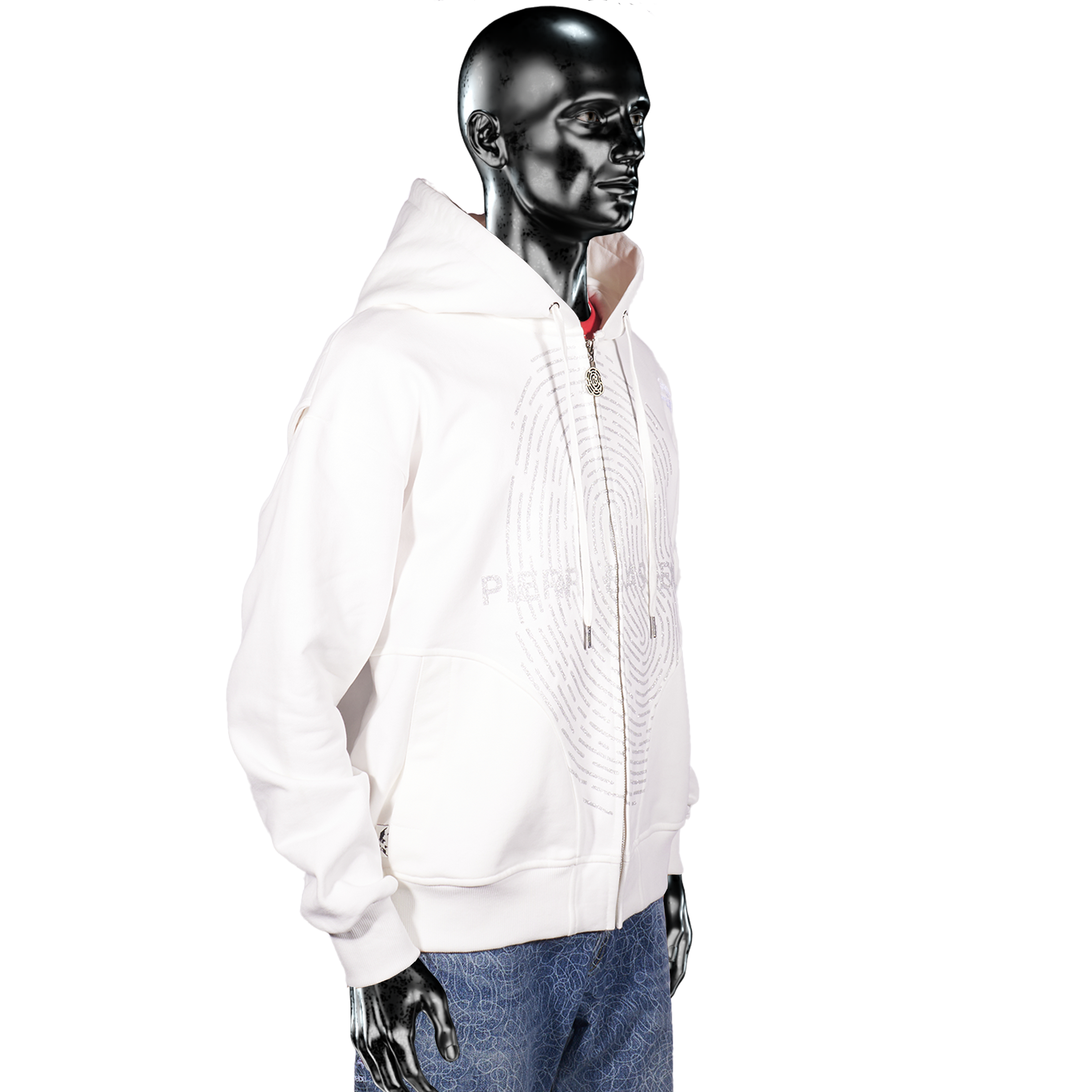 Glitta Fingerprint Zip Hoodie - White