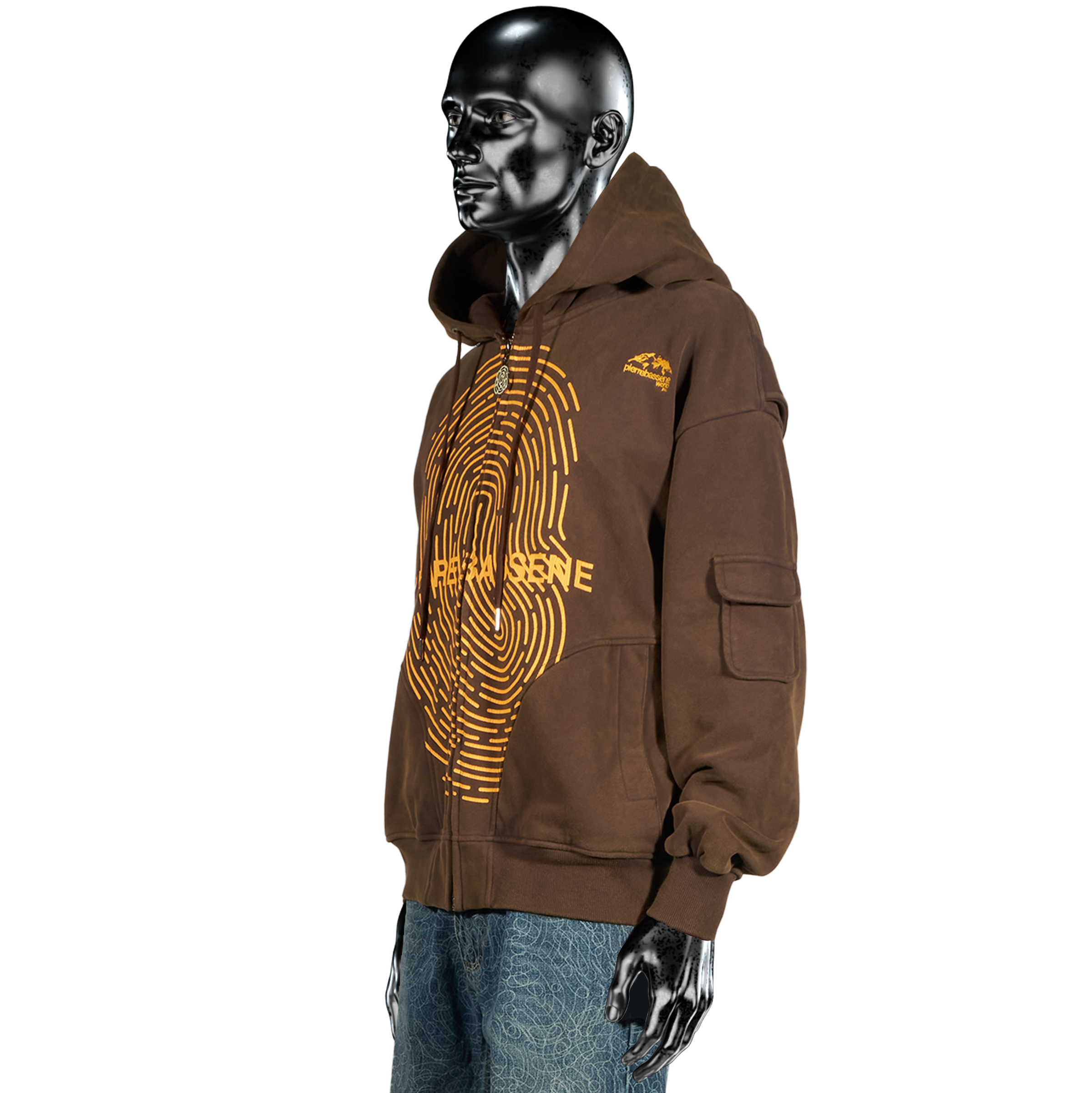Cracked Fingerprint℗ Zip Hoodie -  Sunset Brown