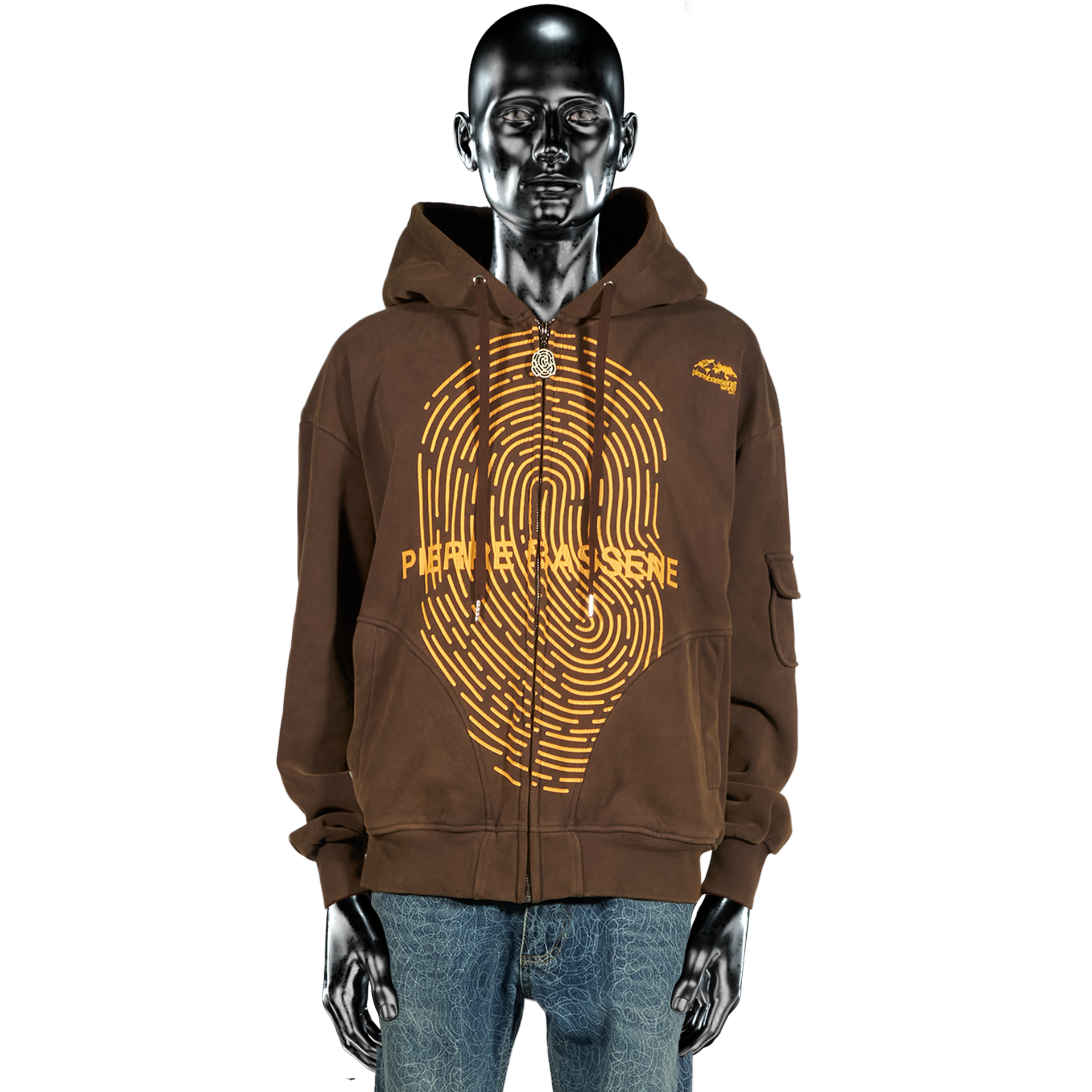 Cracked Fingerprint℗ Zip Hoodie - Sunset Brown – PierreBasseneWorld
