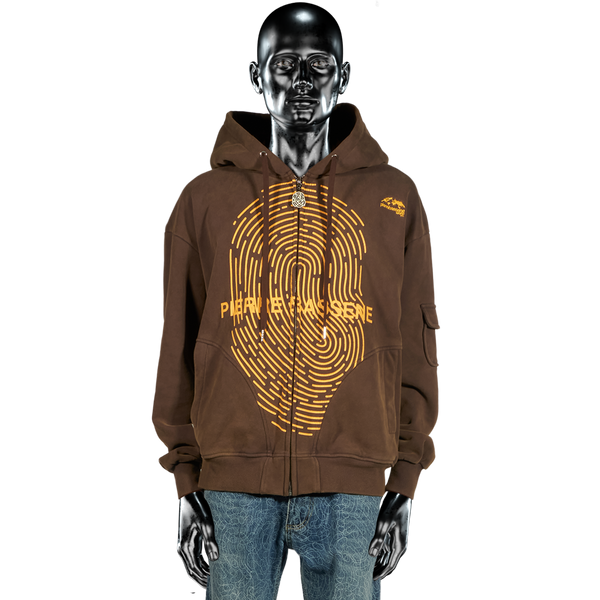 Cracked Fingerprint℗ Zip Hoodie -  Sunset Brown