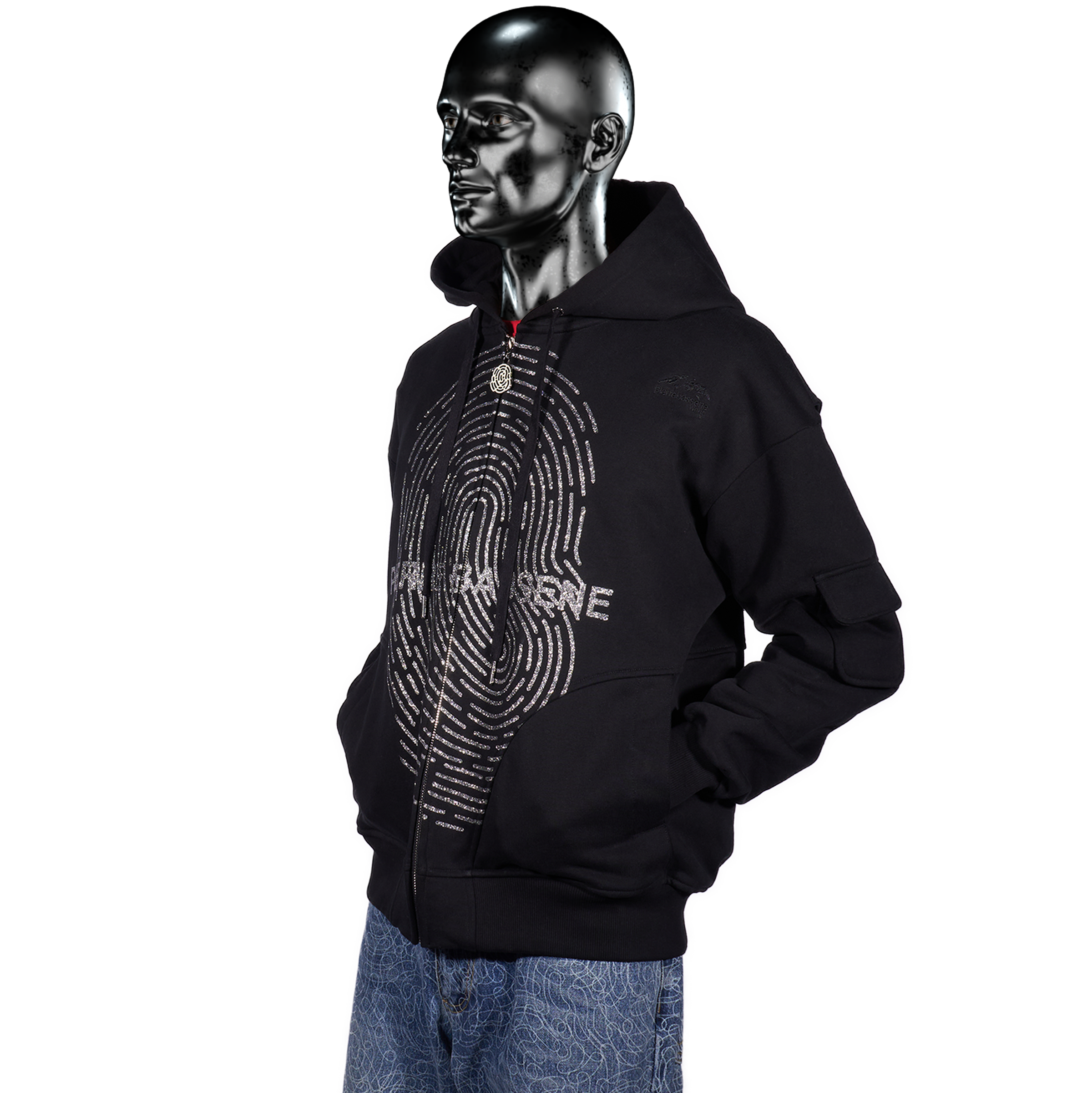 Glitta℗ Fingerprint Zip Hoodie - Black
