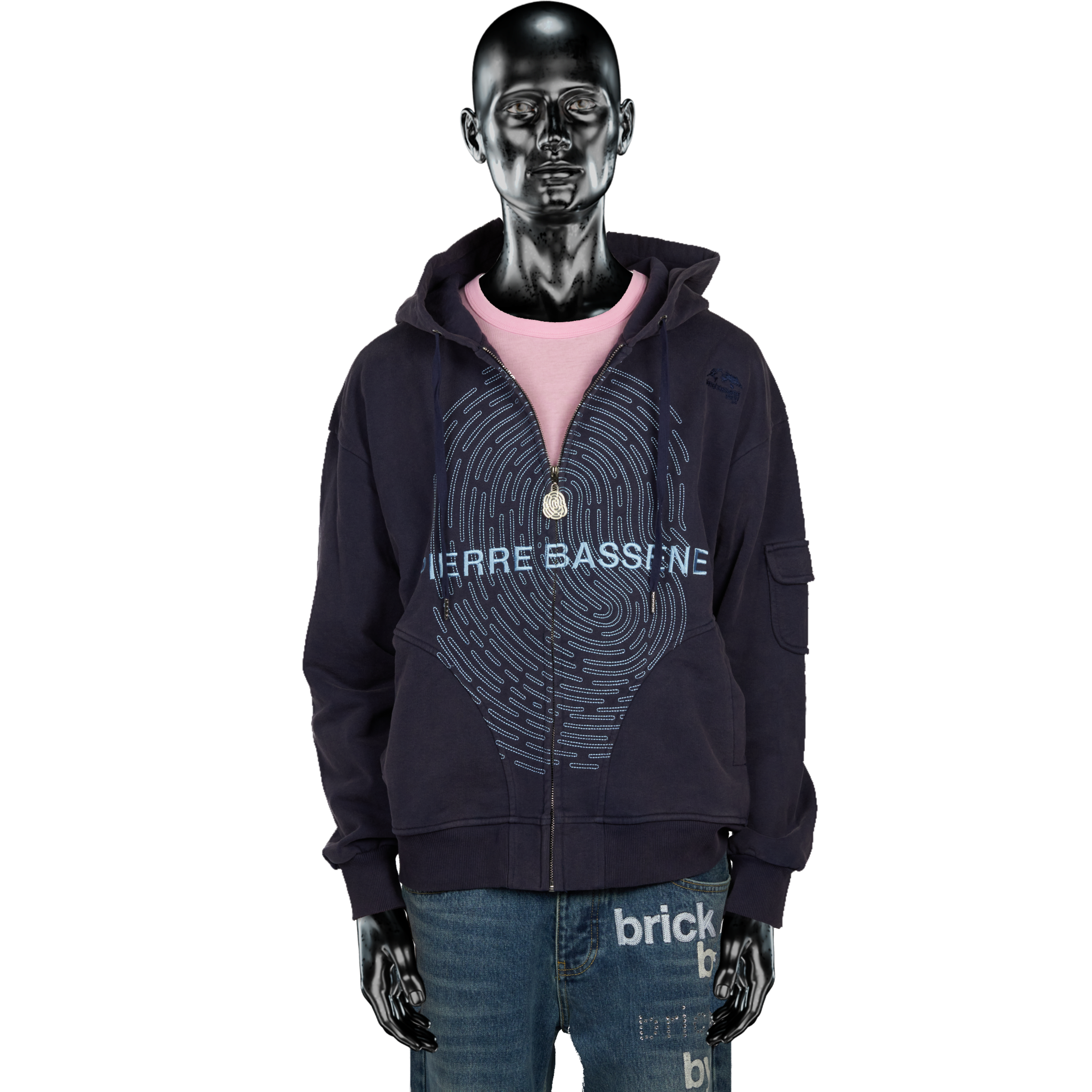Fingerprint℗ Embroidered Zip Hoodie -  Sunset Blue