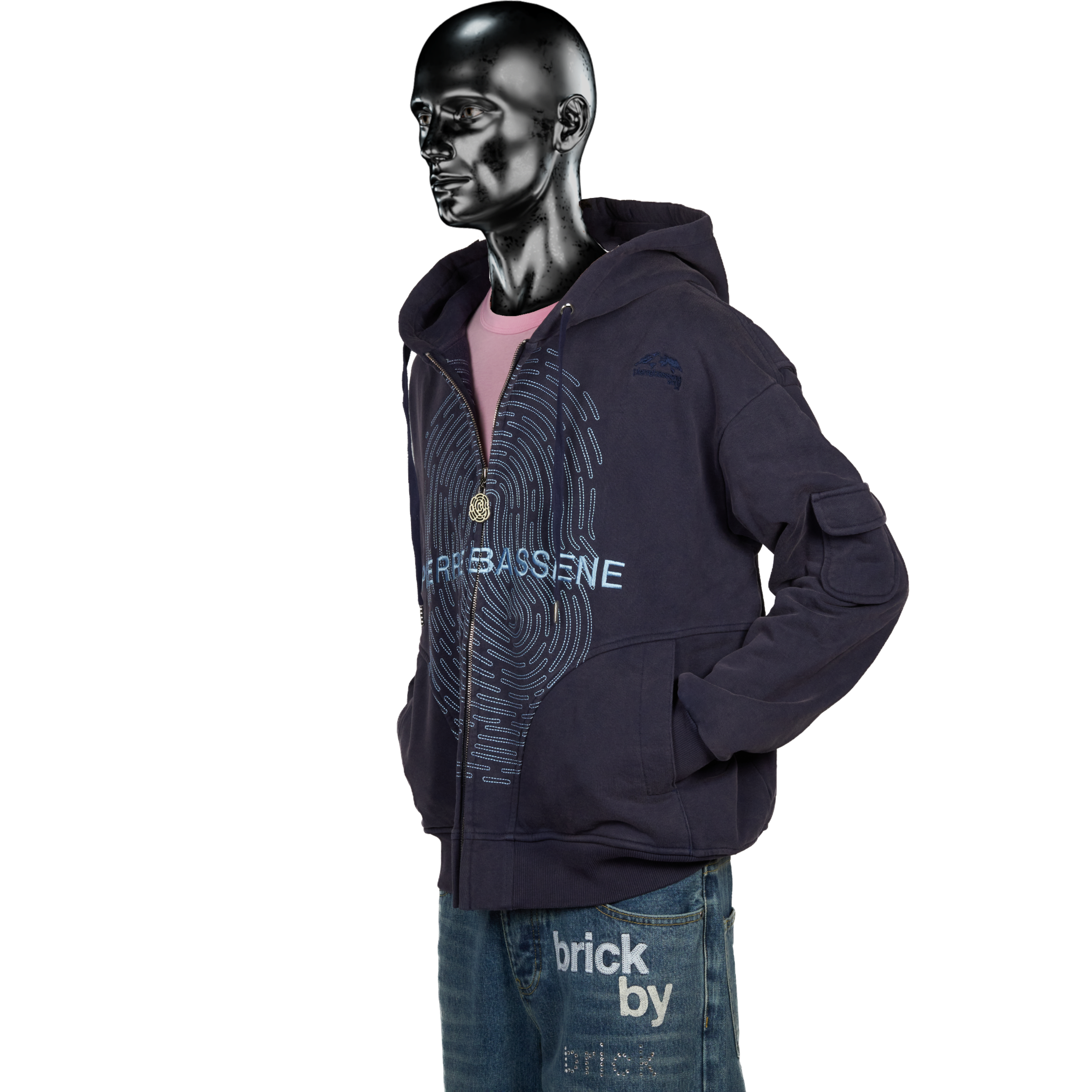 Fingerprint℗ Embroidered Zip Hoodie -  Sunset Blue