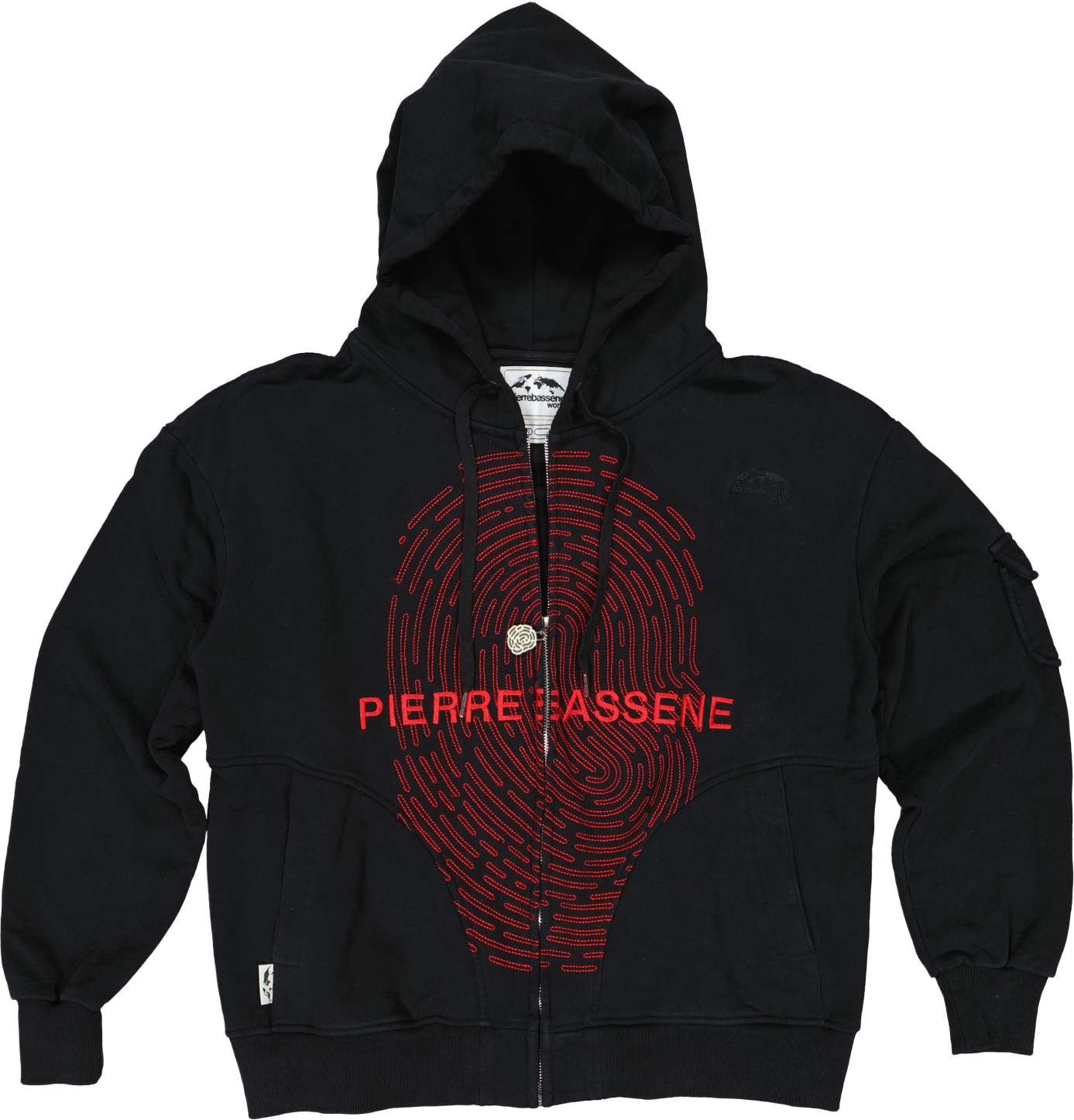 Fingerprint℗ Embroidered Zip Hoodie -  Sunset Black / Red