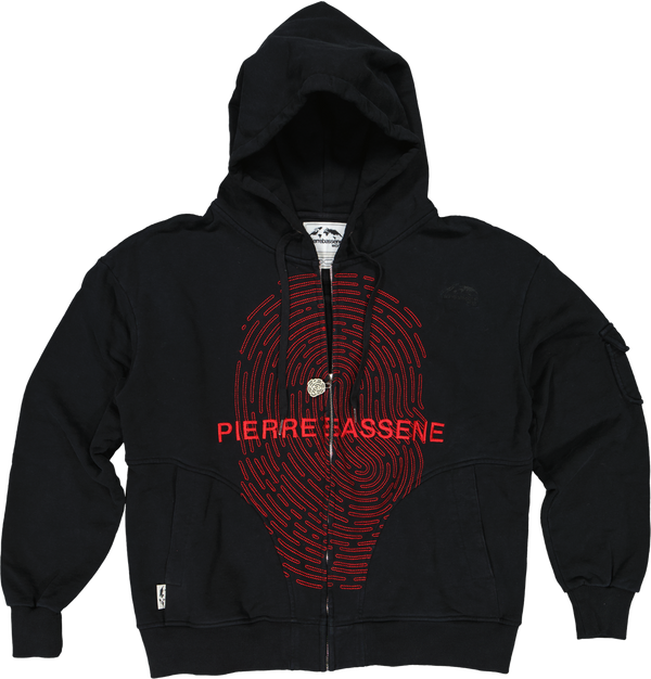 Fingerprint℗ Embroidered Zip Hoodie -  Sunset Black / Red