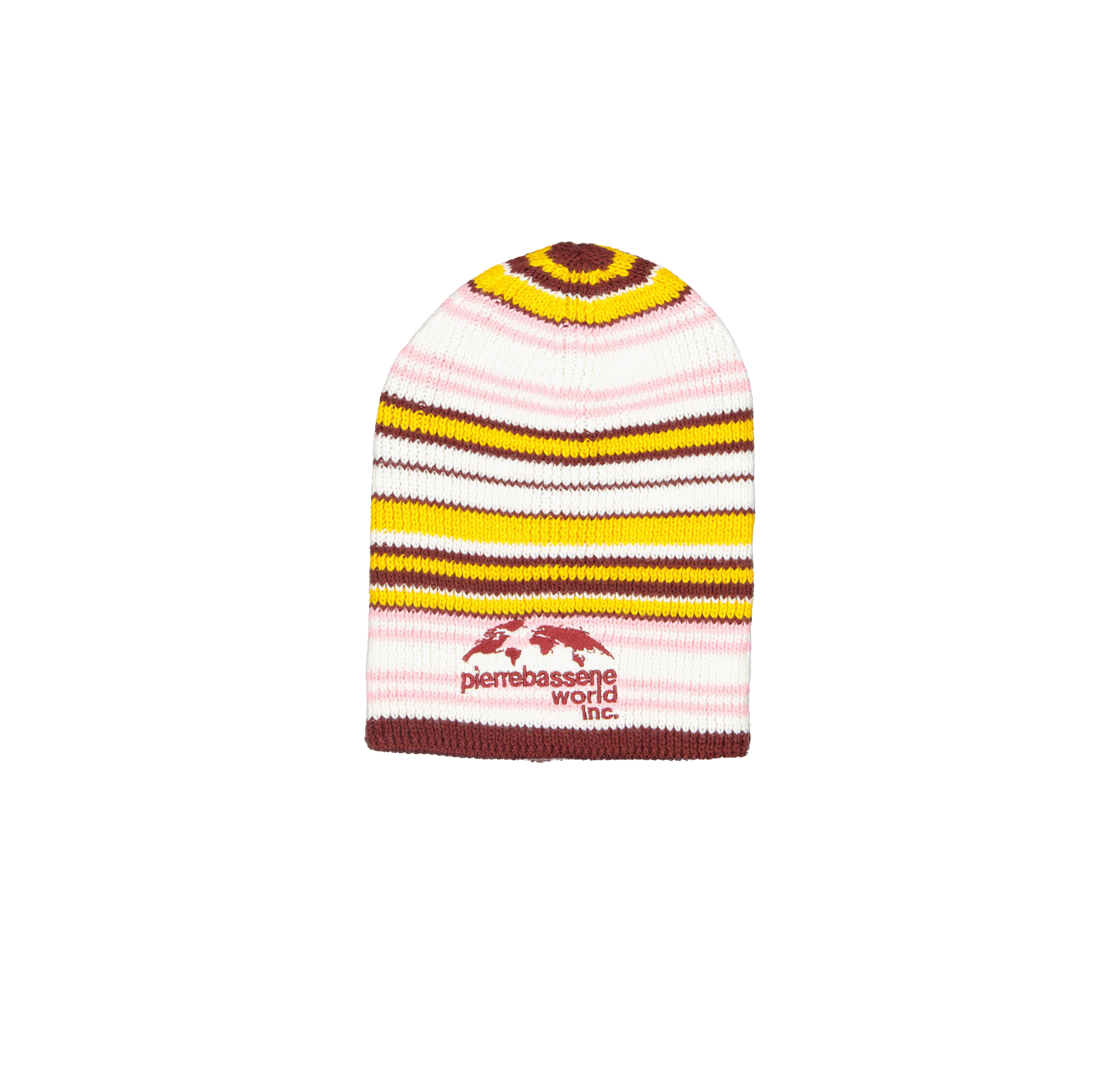 Stripped Martine℗ Beanie - White/Pink/Burgundy – PierreBasseneWorld
